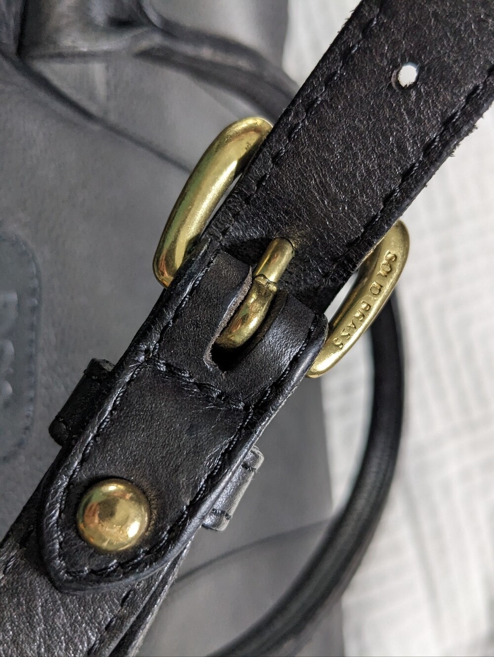 Lotuff Black Satchel Medium Leather Tote w/ Strap Customized JSG See Pictures - Picture 13 of 16